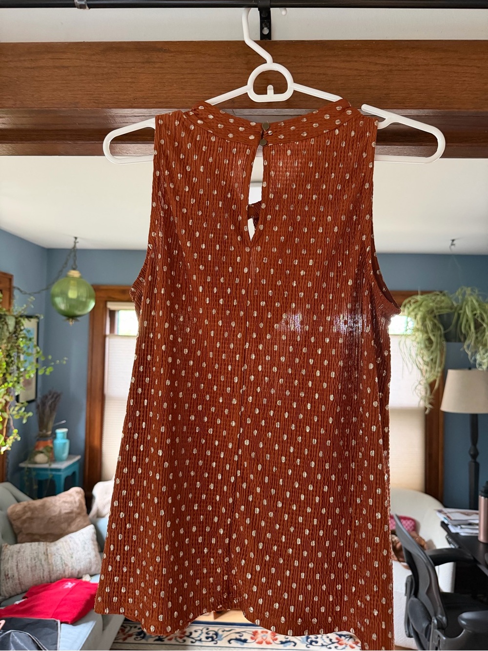 Anthropologie Rust Polka Dot Sleeveless Tank Top